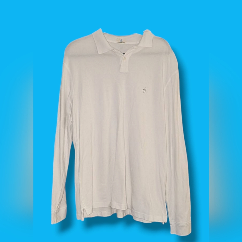 Johnnie-O 'Hangin Out' White Long Sleeve Collared Polo Shirt Men's Sz XL